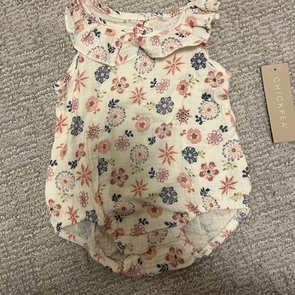 Chick Pea Floral muslin romper baby girl